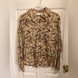 Liz Claiborne Paisley WomensShirt - Cream and Red. XL